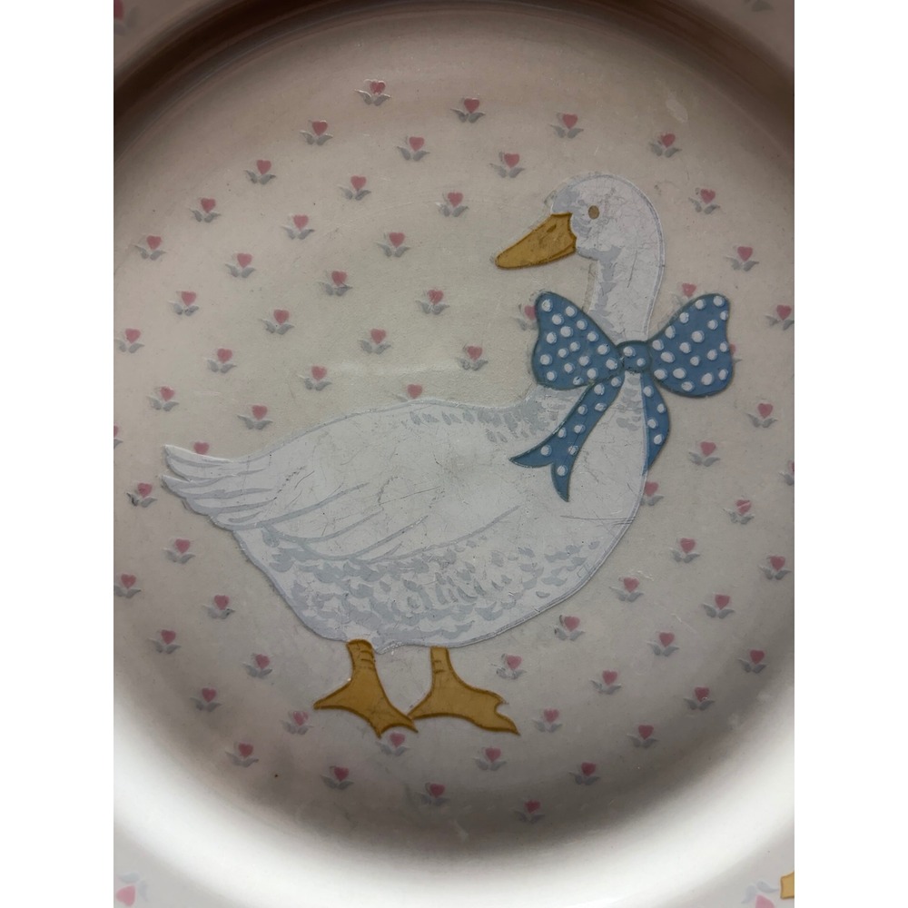 Tienshan Stoneware Country Goose Blue Bow Heart Vintage Dinnerware Cottagecore - Picture 2 of 16